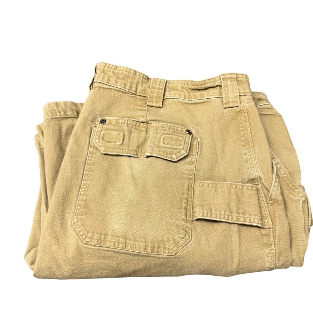 Duluth Trading Cargo Pants Mens 46x30 ACTUAL Flex Fire Hose Khaki Workwear